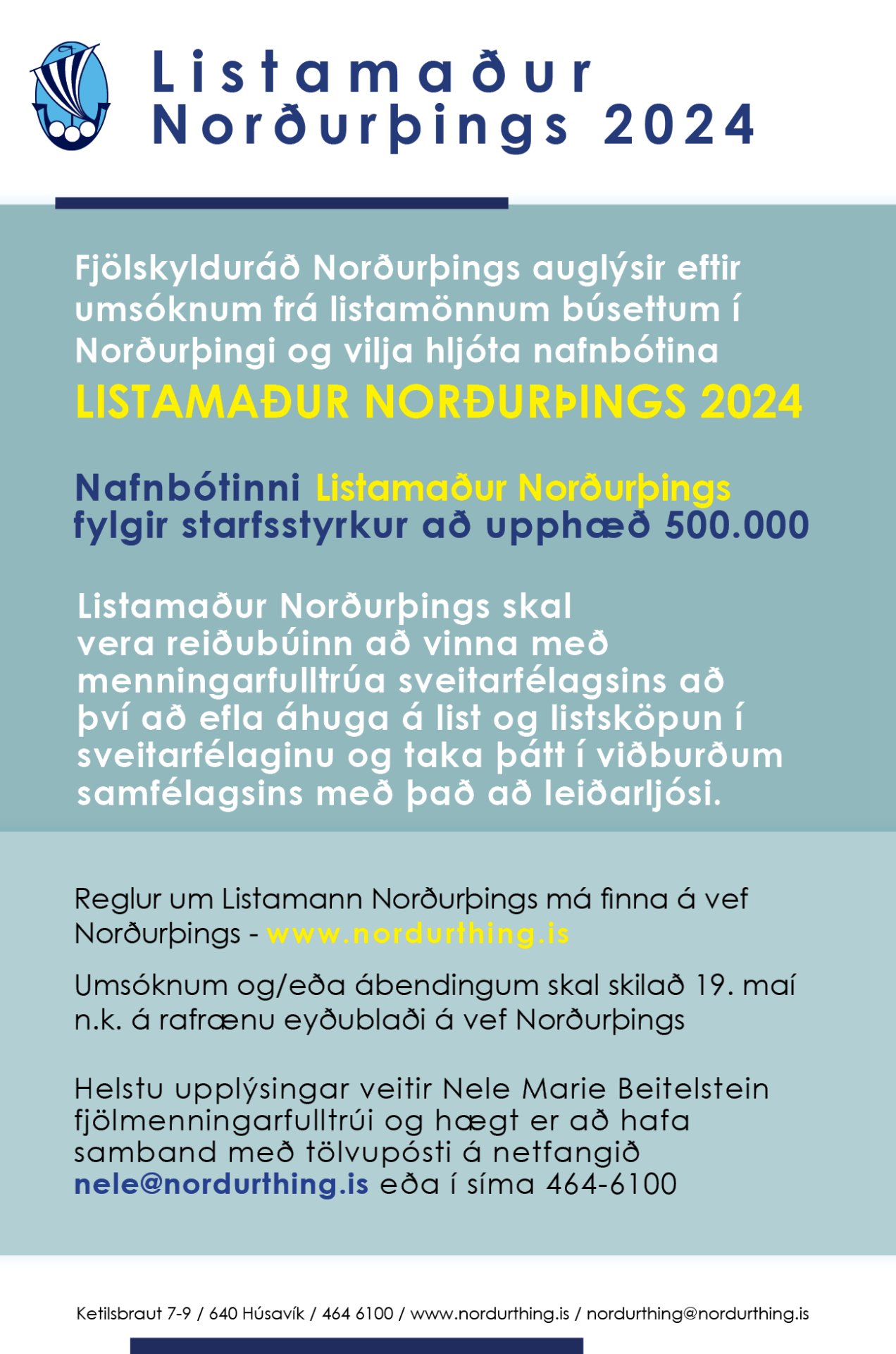 Listamaður Norðurþings 2024 - opið fyrir umsóknir