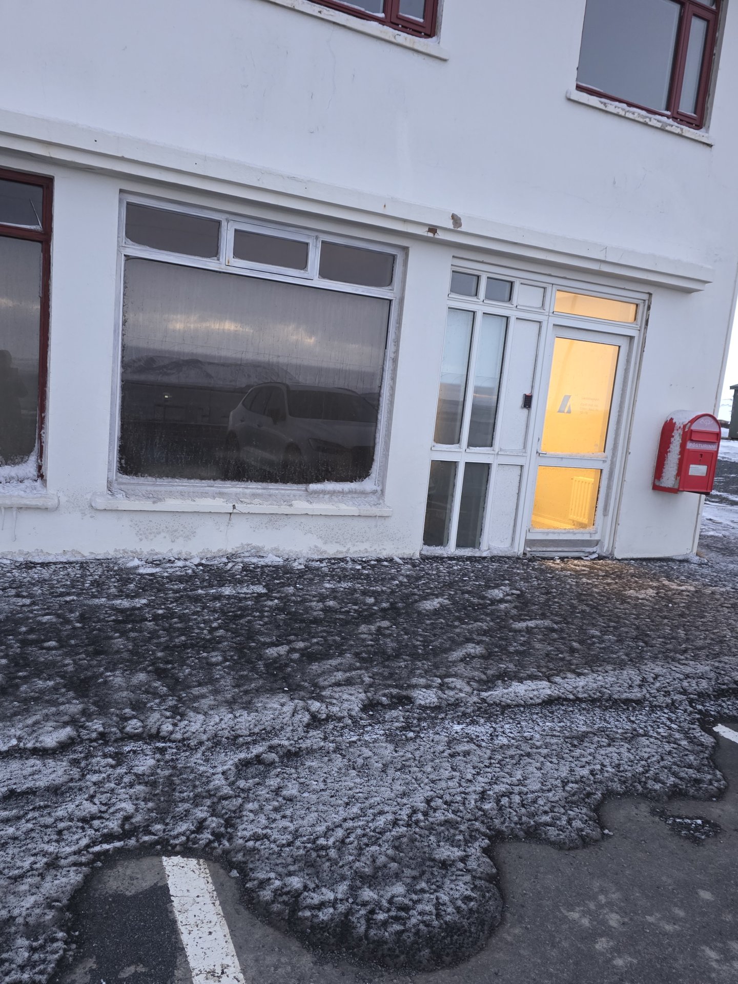 Sandfok á Kópaskeri í hvassviðri gærdagsins