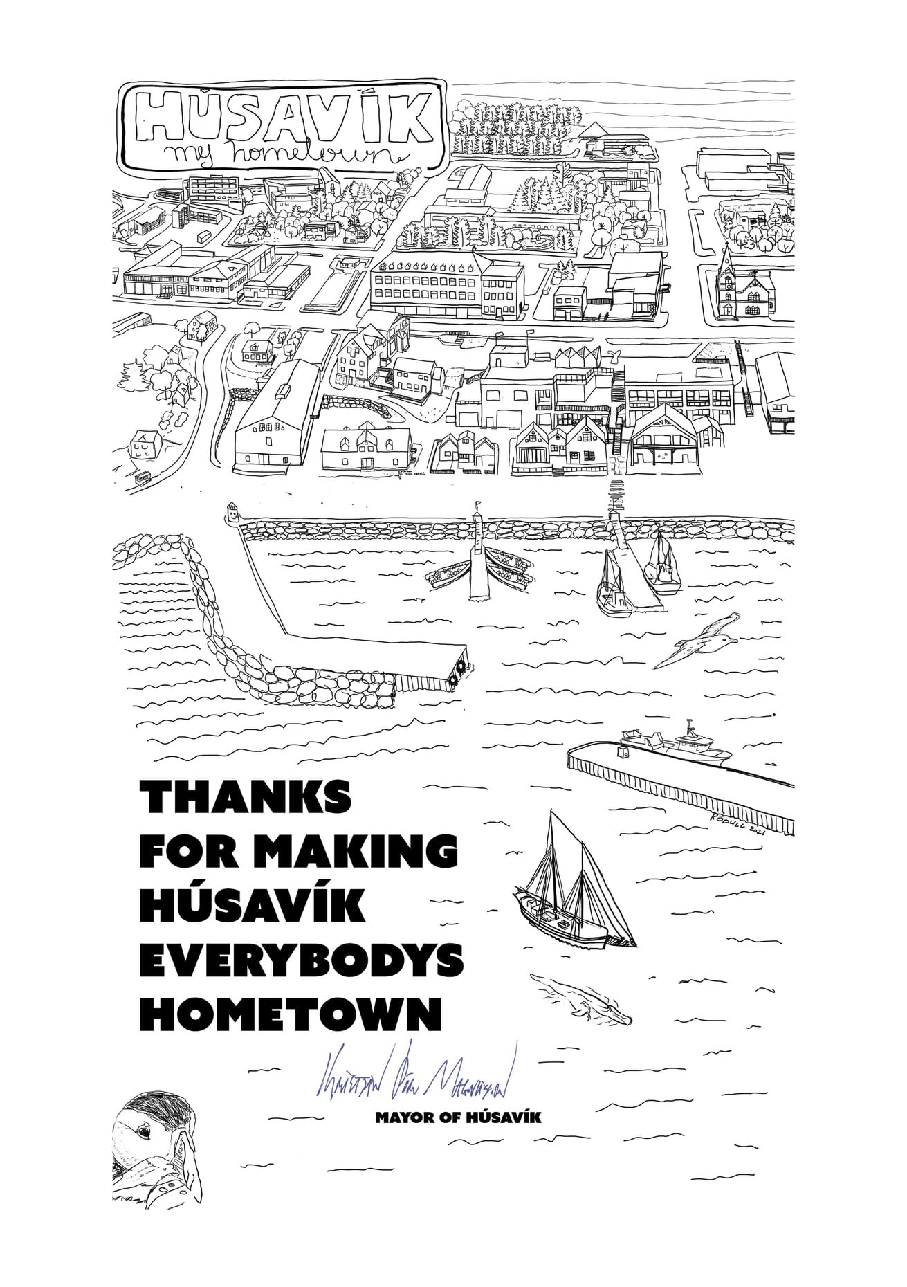 Listamaðurinn Röðull Reyr Kárason á heiðurinn af þessu glæsilega korti til Molly Sandén og lagahöfun…