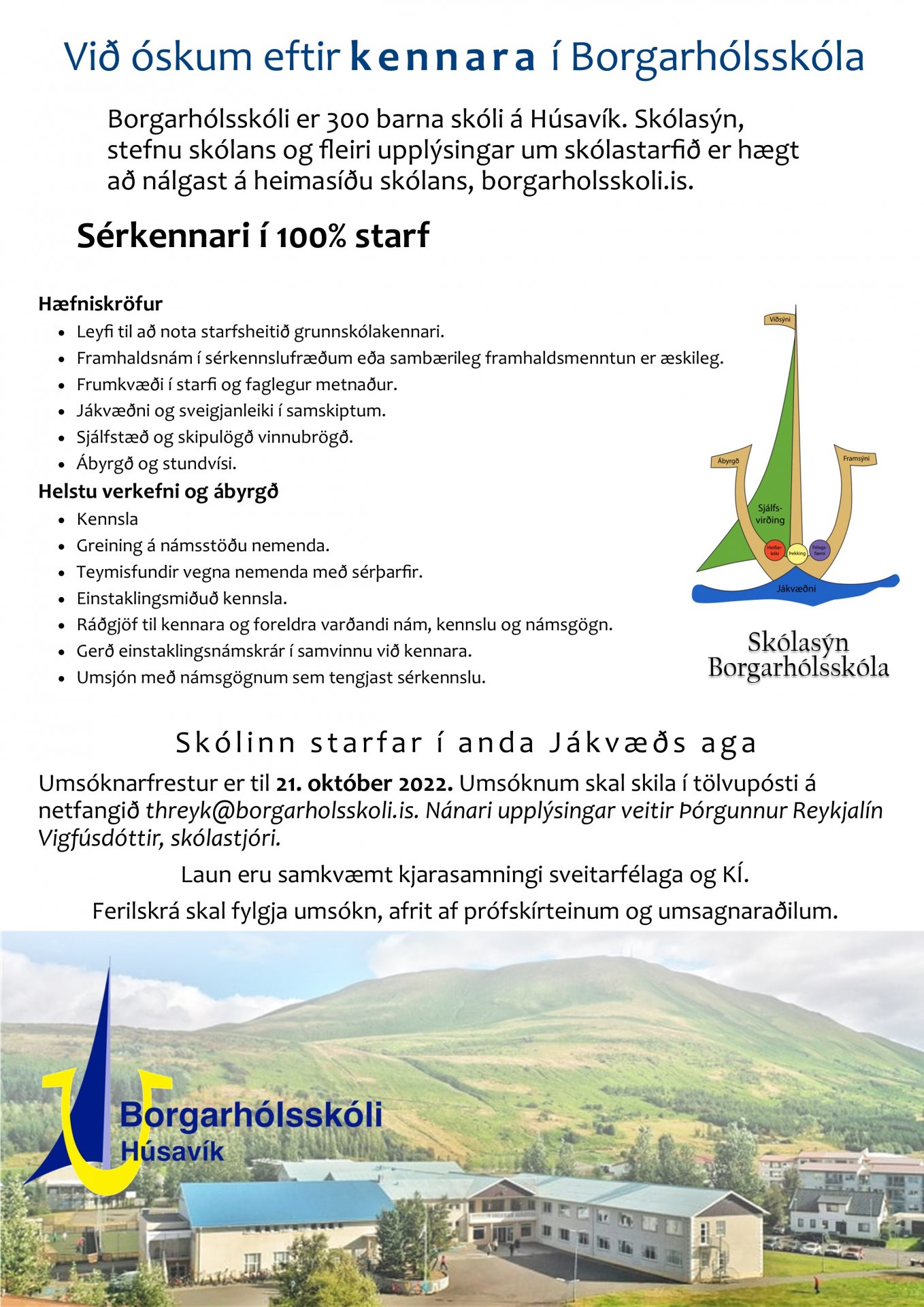 Laus staða kennara í Borgarhólsskóla