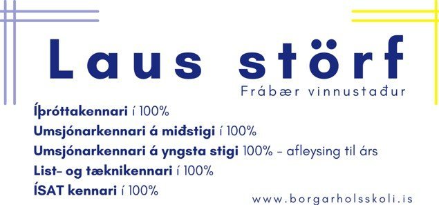 Laus störf í Borgarhólsskóla