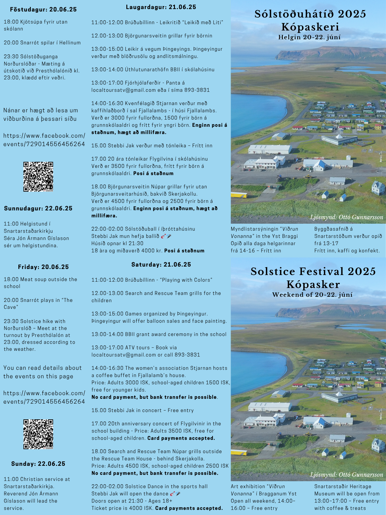 Dagskrá Sólstöðuhátíðar á Kópaskeri er klár / The program for the Solstice Festival in Kópasker is r…