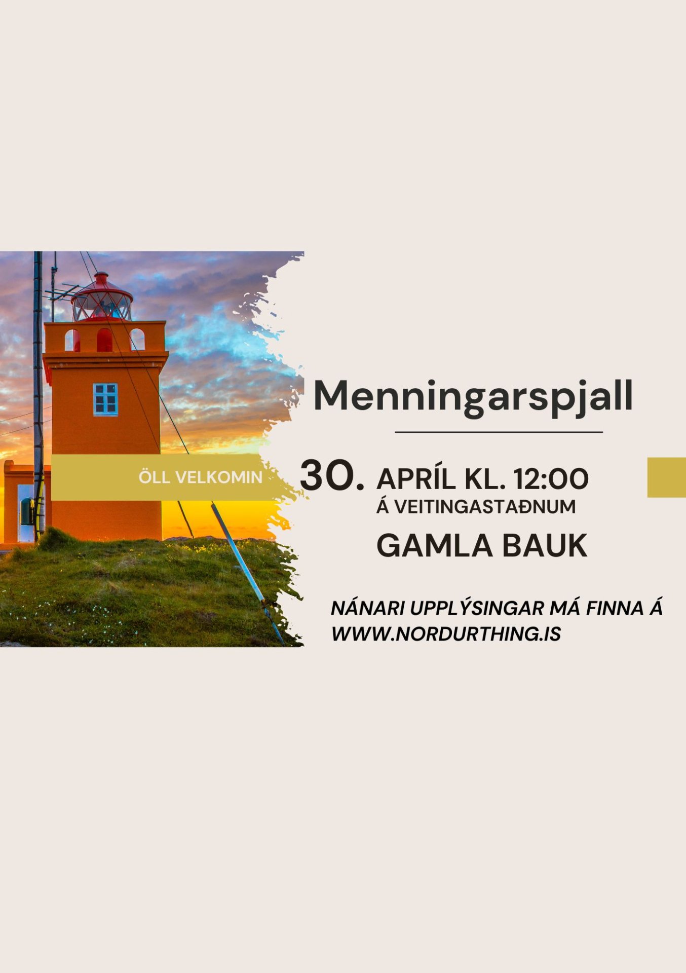 Menningarspjall fimmtudaginn 30. apríl
