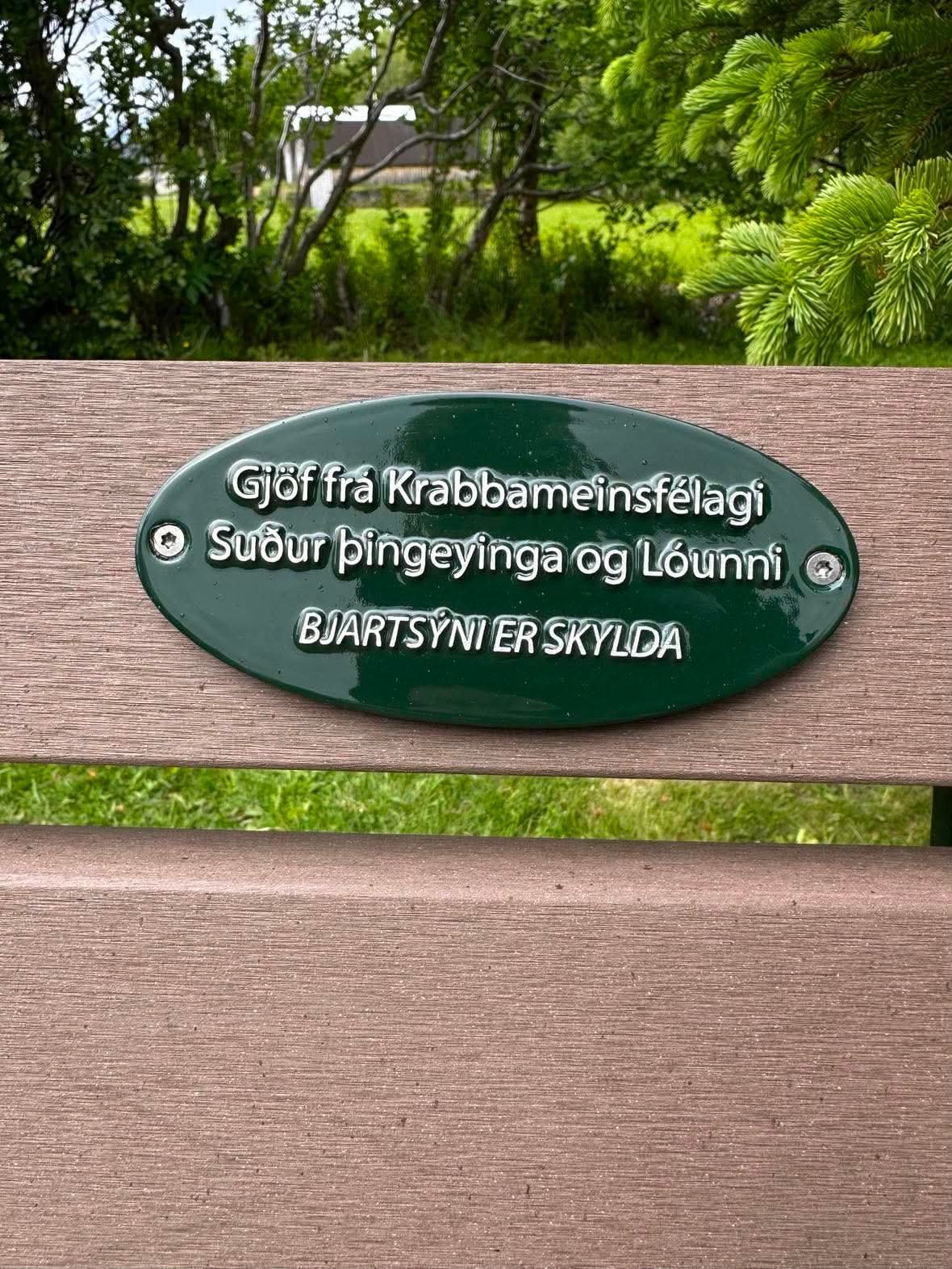 Krabbameinsfélag Þingeyinga og Lóurnar afhentu sveitarfélaginu bekki