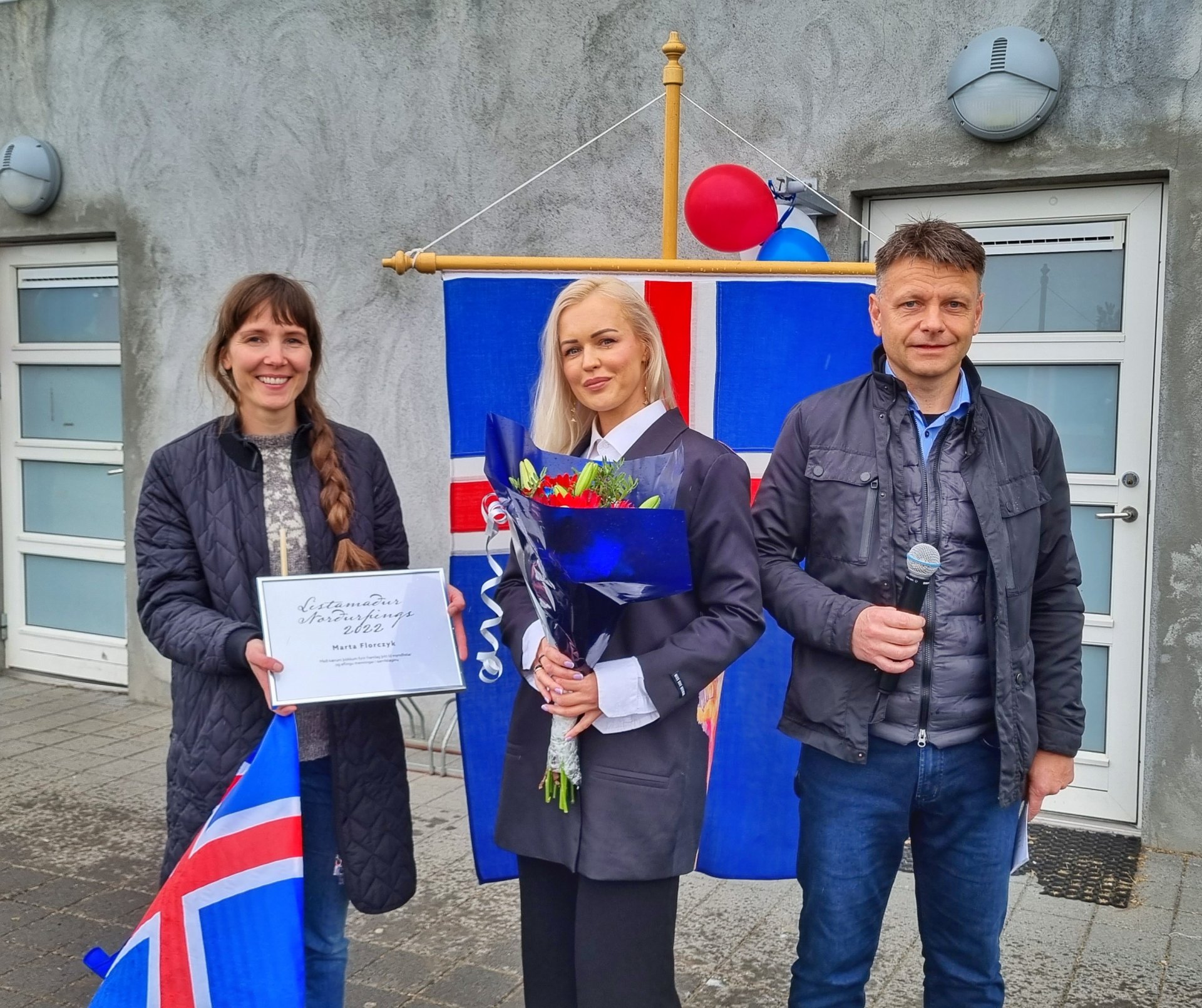 Sigrún Björg fjölmenningarfulltrúi, Marta Florczyk listamaður Norðurþings 2022 og Bergþór Bjarnason …