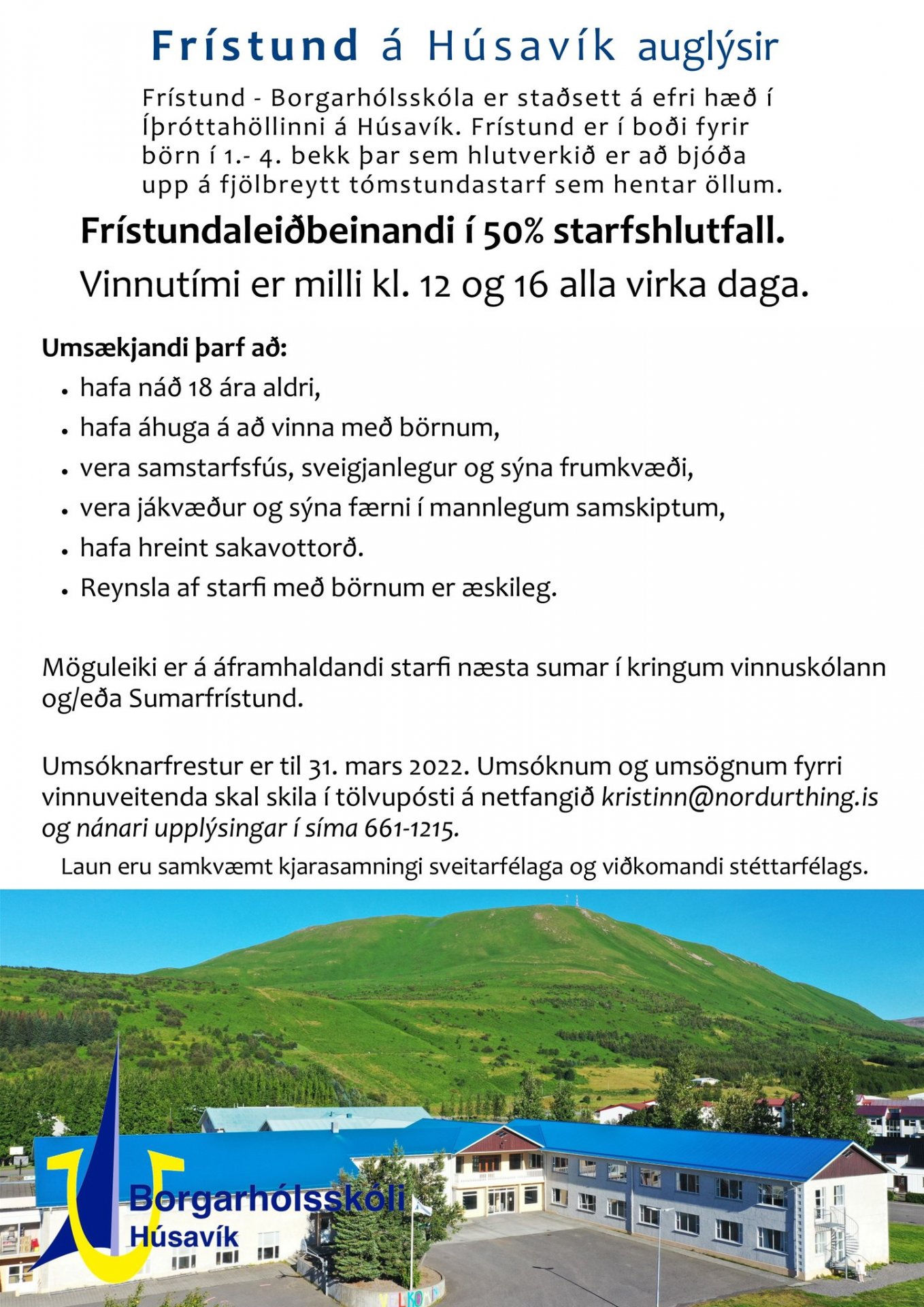 Frístund á Húsavík óskar eftir frístundaleiðbeinanda