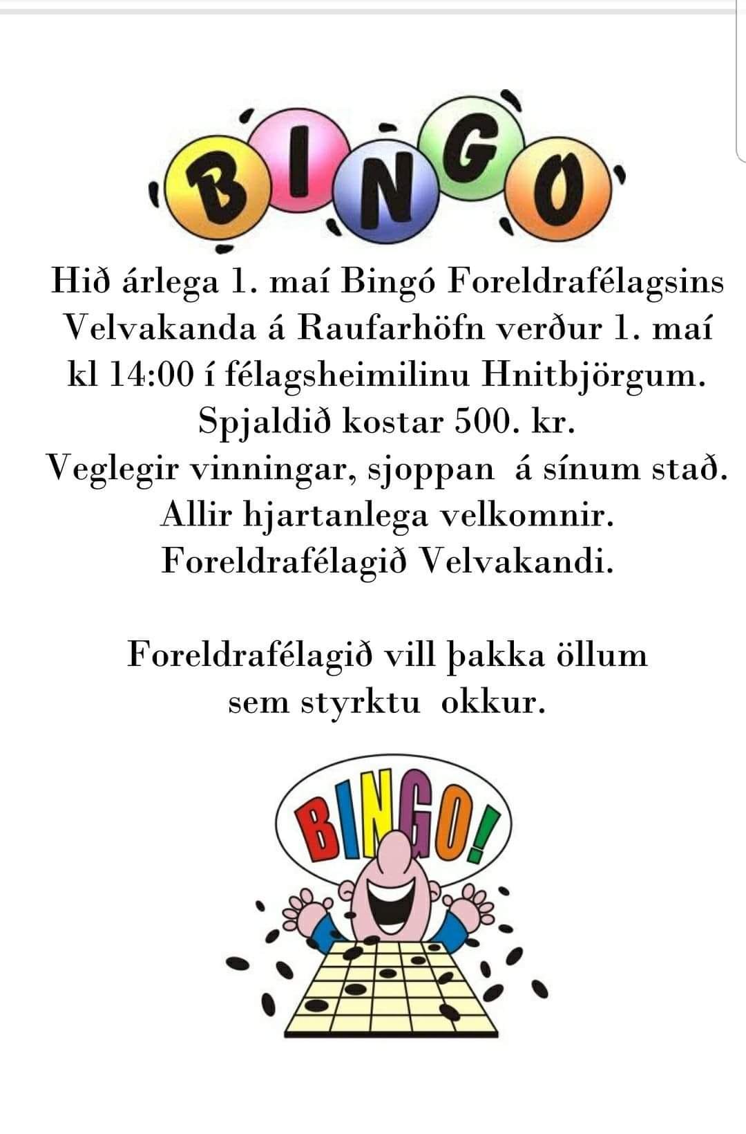 1. maí BINGO ATH engin posi á staðnum !