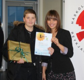 Arnór og Bryndís Eva voru sátt að verðlaunaafhendingu lokinni.