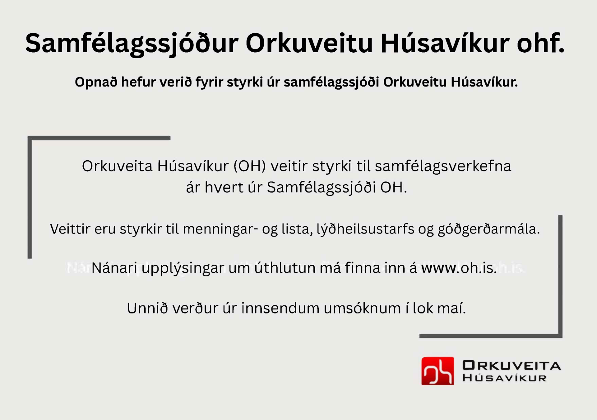 Samfélagssjóður Orkuveitu Húsavíkur ohf.