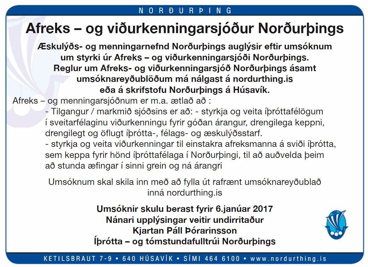 Afreks - og viðurkenningarsjóður Norðurþings