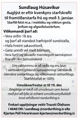 Starf í sundlaug Húsavíkur