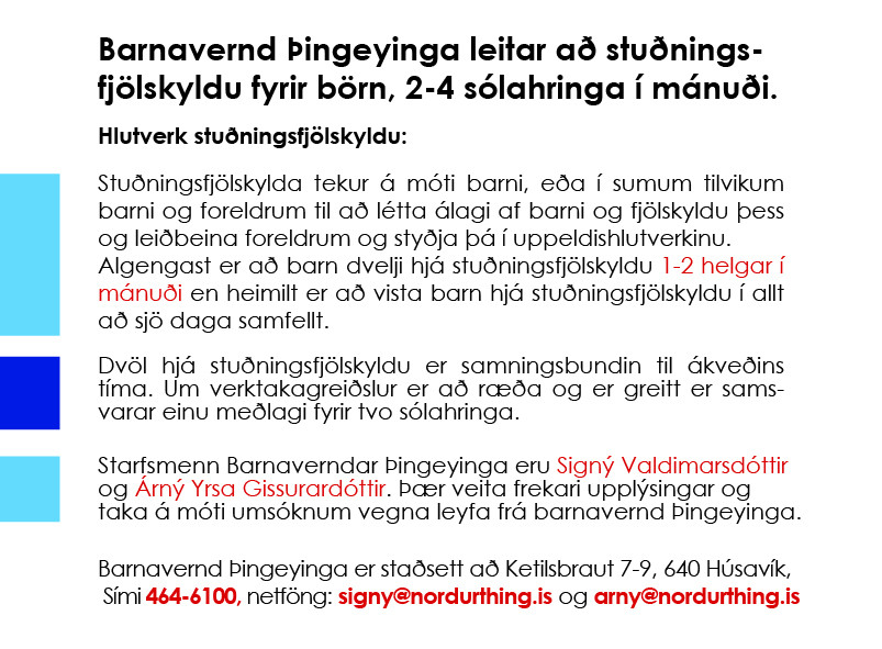 Stuðningsfjölskylda fyrir börn óskast