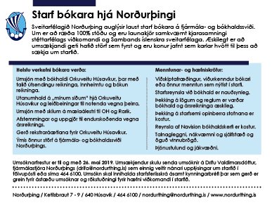 Starf bókara hjá Norðurþingi laust til umsóknar