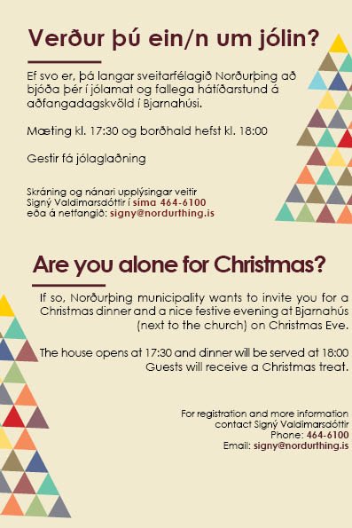 Verður þú ein/n um jólin?  /  Are you alone for Christmas?