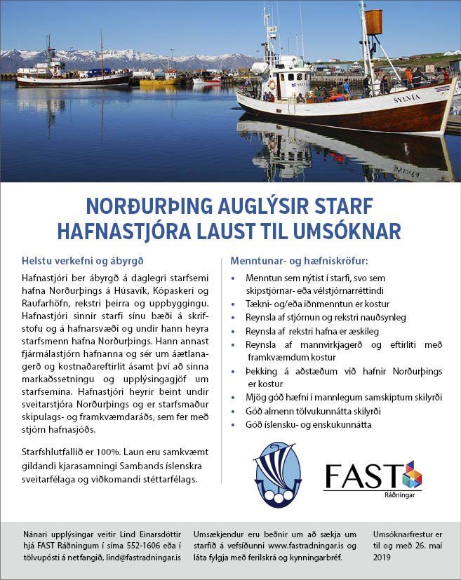 Norðurþing auglýsir starf hafnastjóra laust til umsóknar