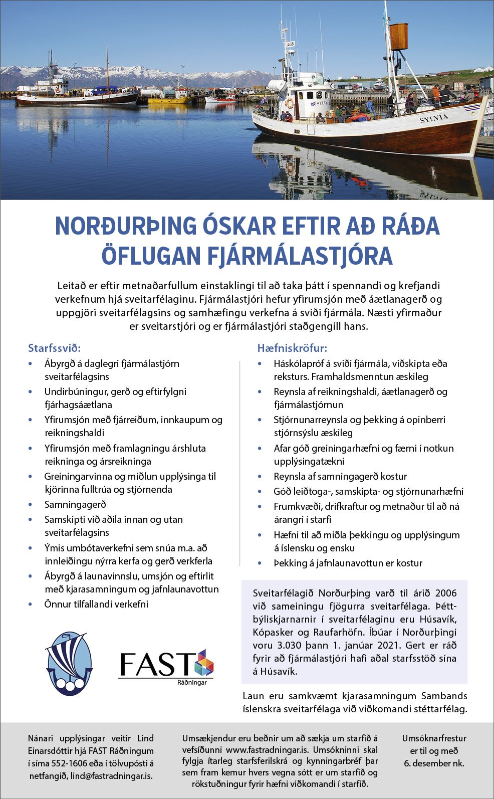 Norðurþing óskar eftir að ráða fjármálastjóra