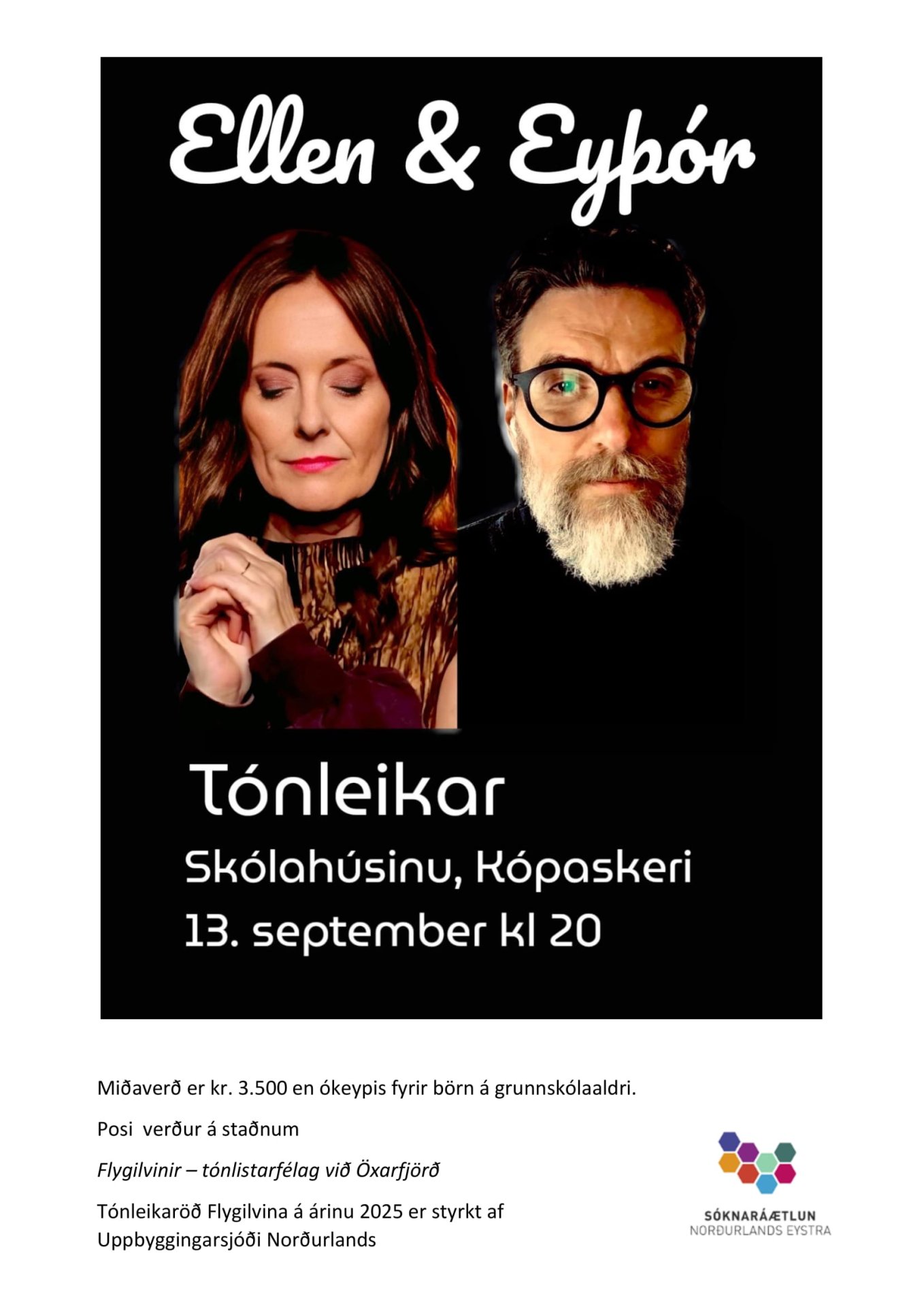 Ellen og Eyþór halda tónleika á Kópaskeri í tónleikaröð Flygilvina 2025