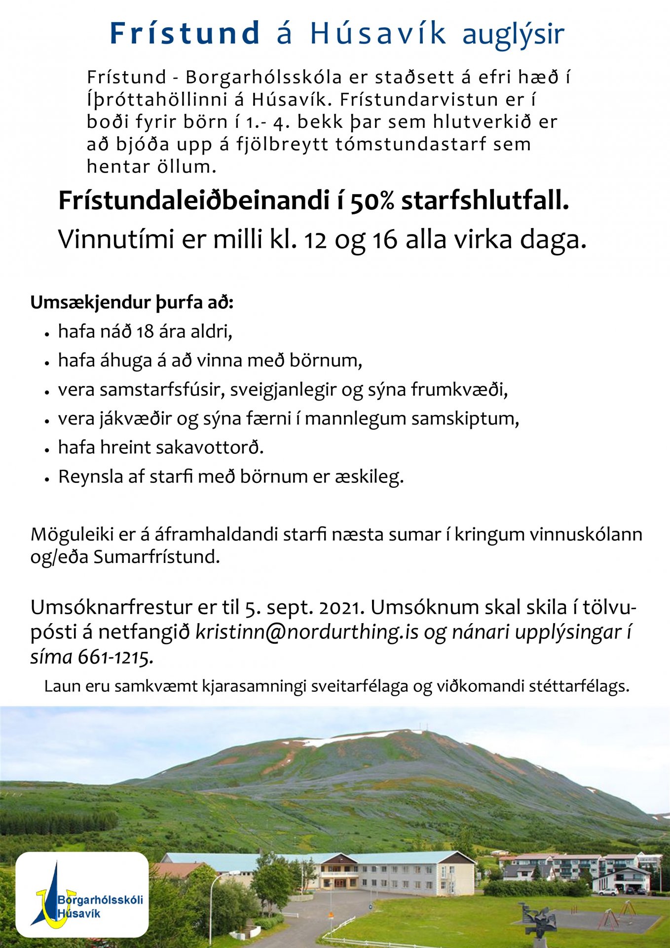 Frístund á Húsavík auglýsir eftir starfsmanni