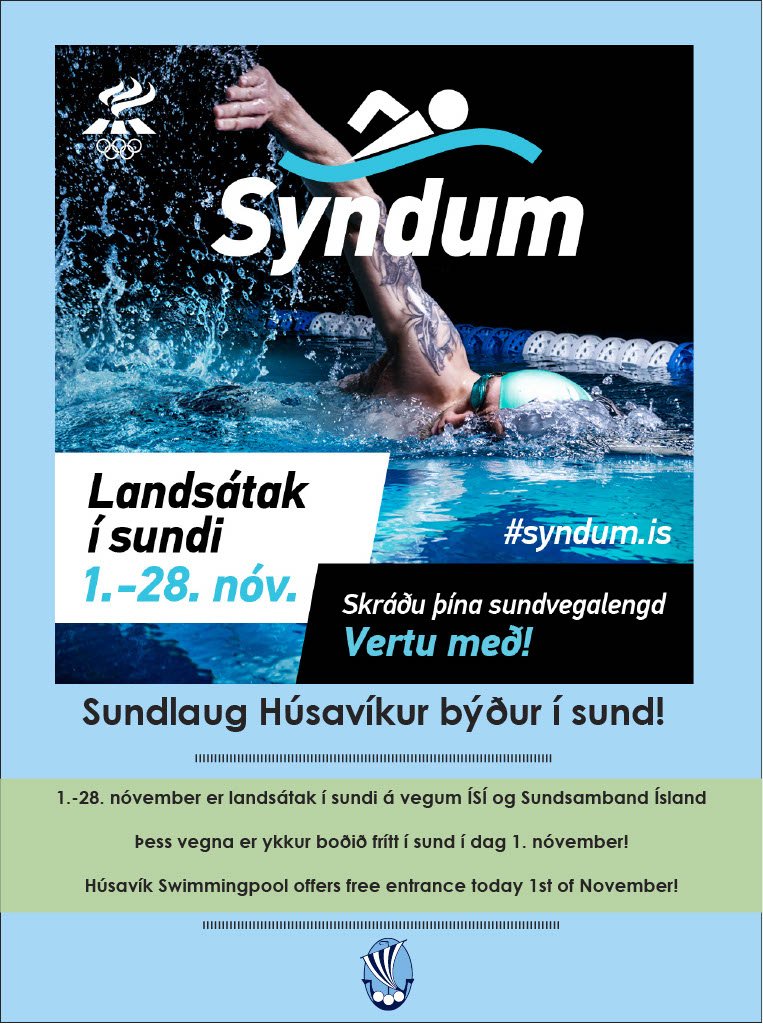 Landsátak í sundi 1. - 28. nóvember - Frítt í sund í dag 1. nóvember!