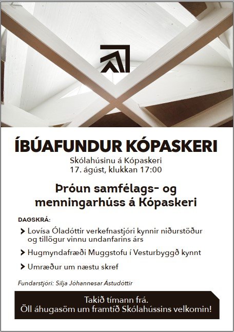 Íbúafundur um þróun samfélags- og menningarhúss á Kópaskeri