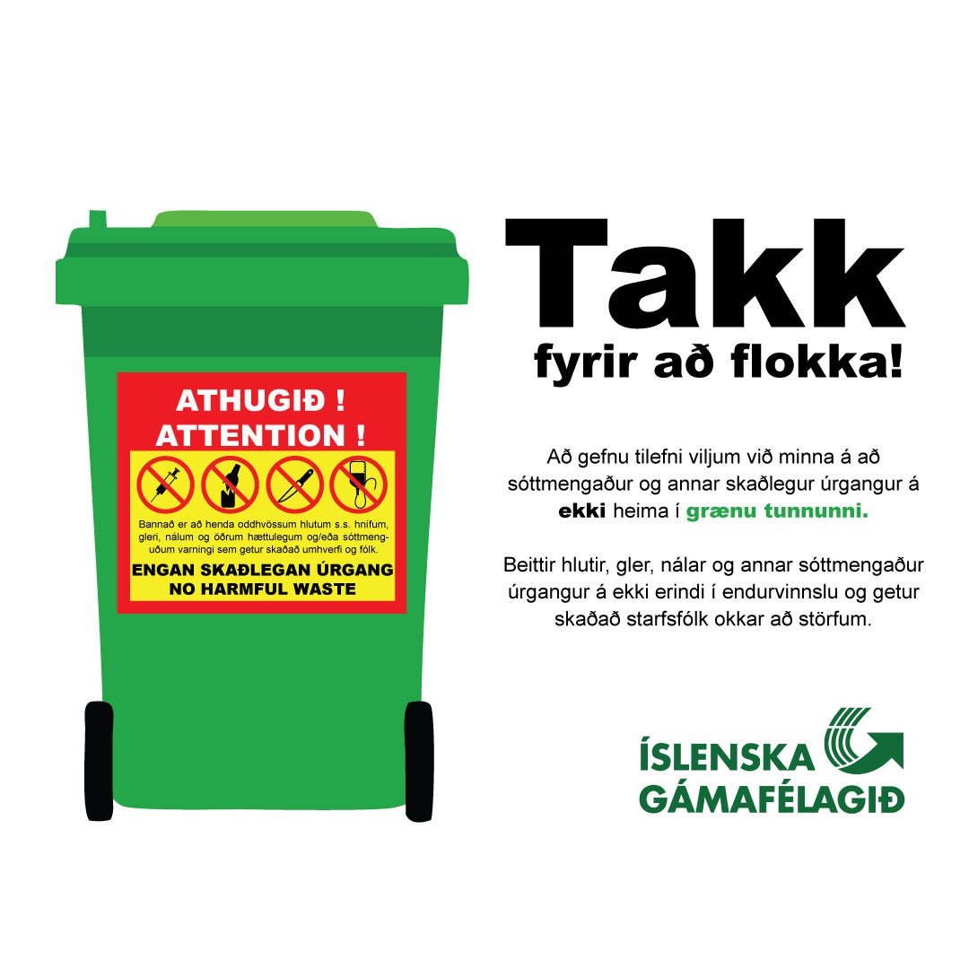 Græna tunnan   rétt flokkun - öryggi starfsfólks