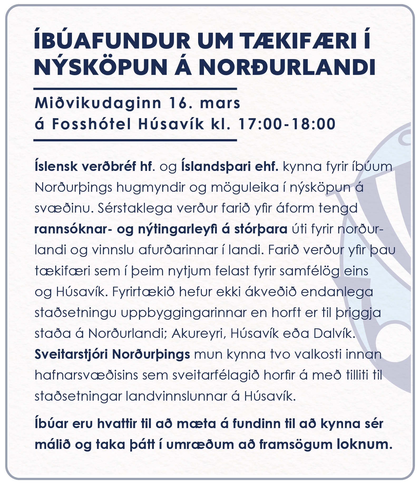 Íbúafundur um tækifæri í nýsköpun á Norðurlandi