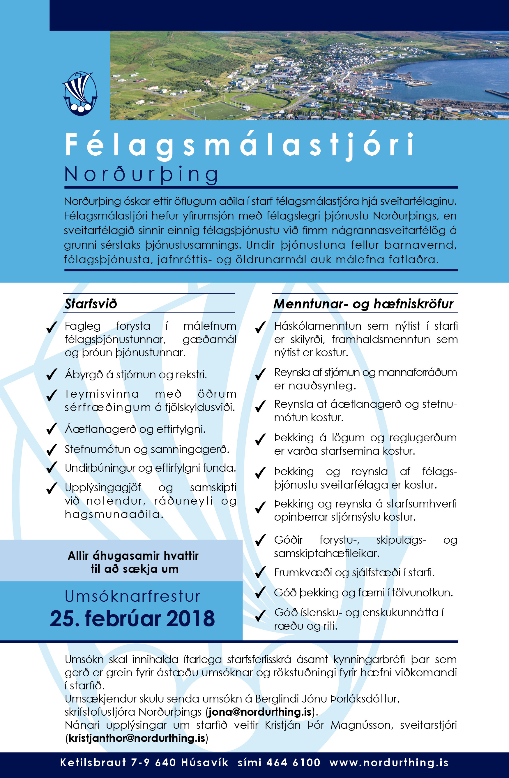 Laust starf Félagsmálastjóra í Norðurþingi til umsóknar