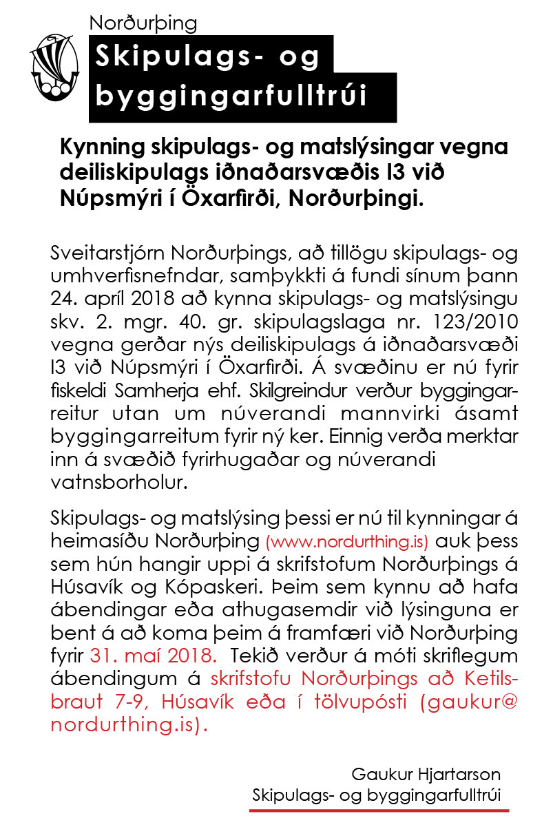 Skipulag Núpsmýri Öxarfjörður