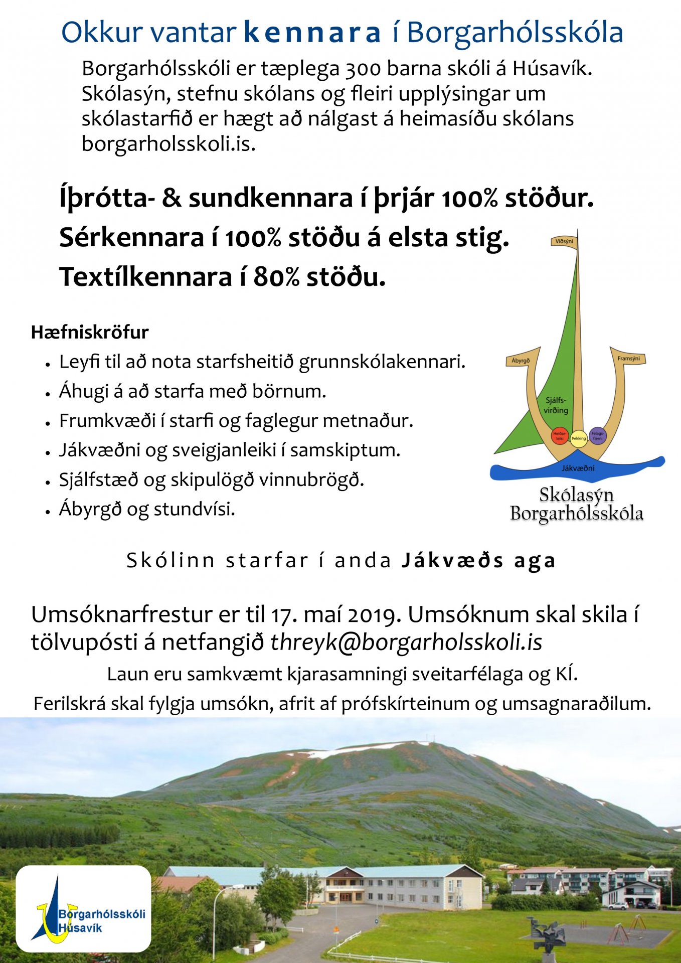 Laus störf við Borgarhólsskóla