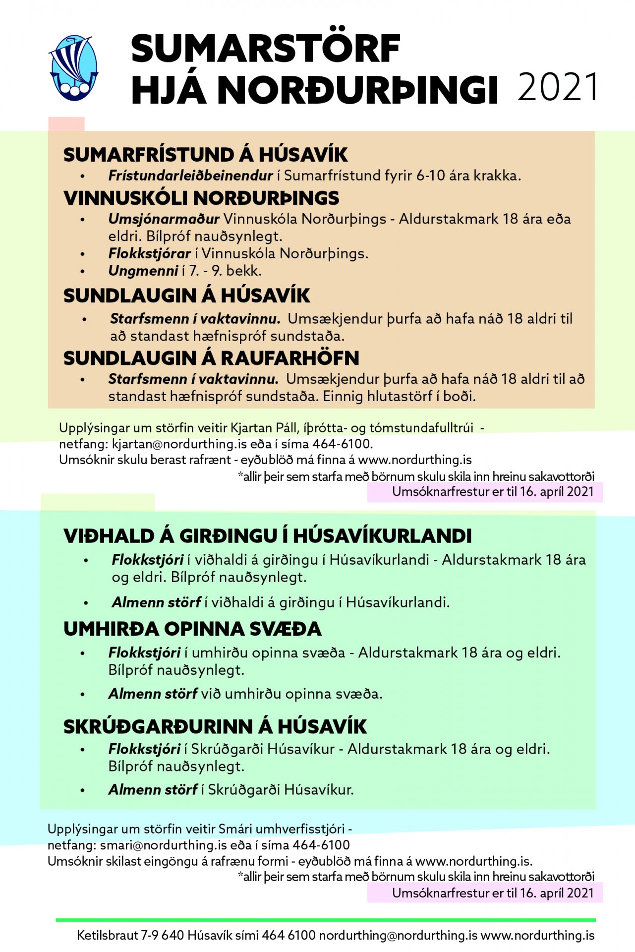 Sumarstörf hjá Norðurþingi 2021