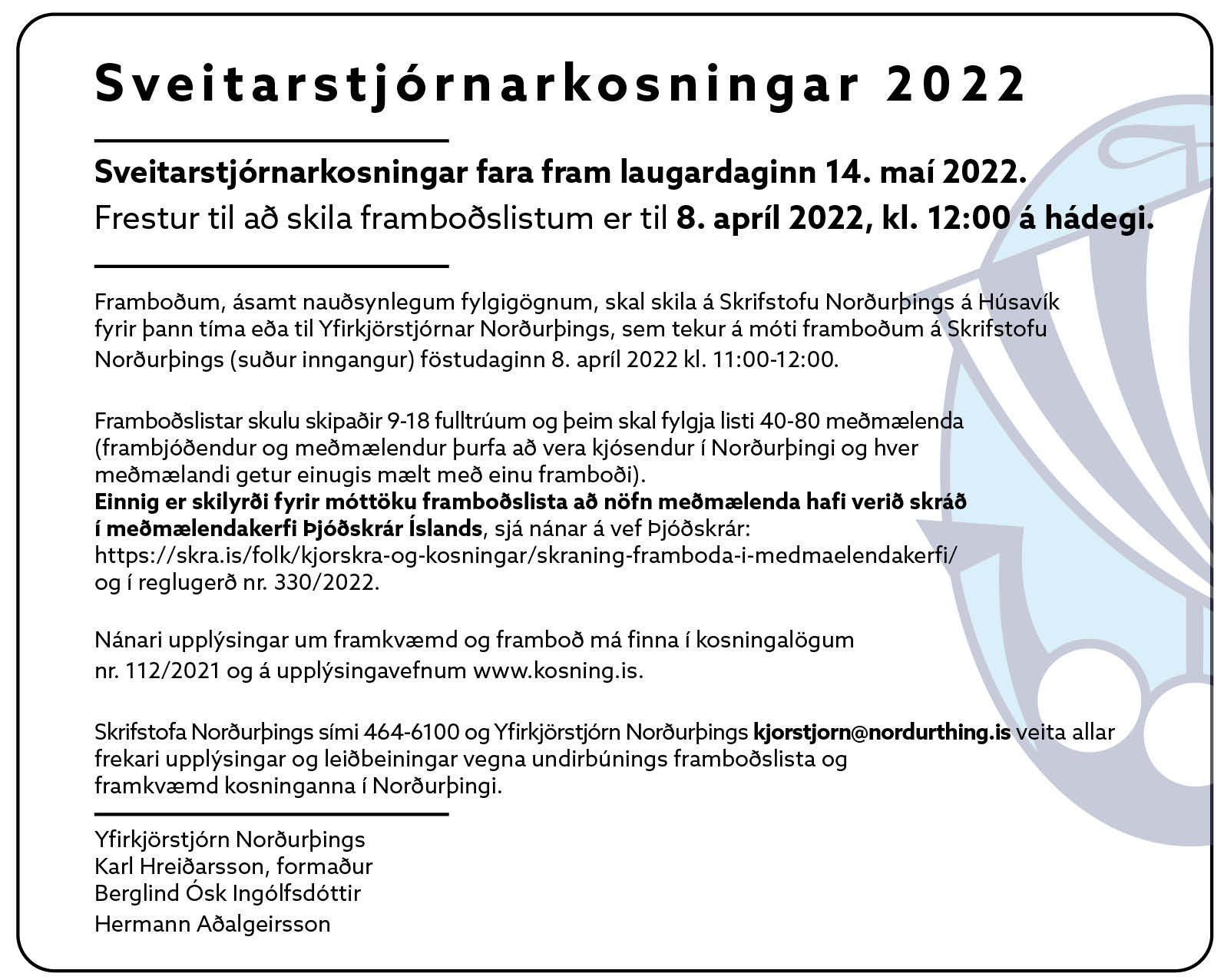 Framboð til Sveitarstjórnar Norðurþings 2022