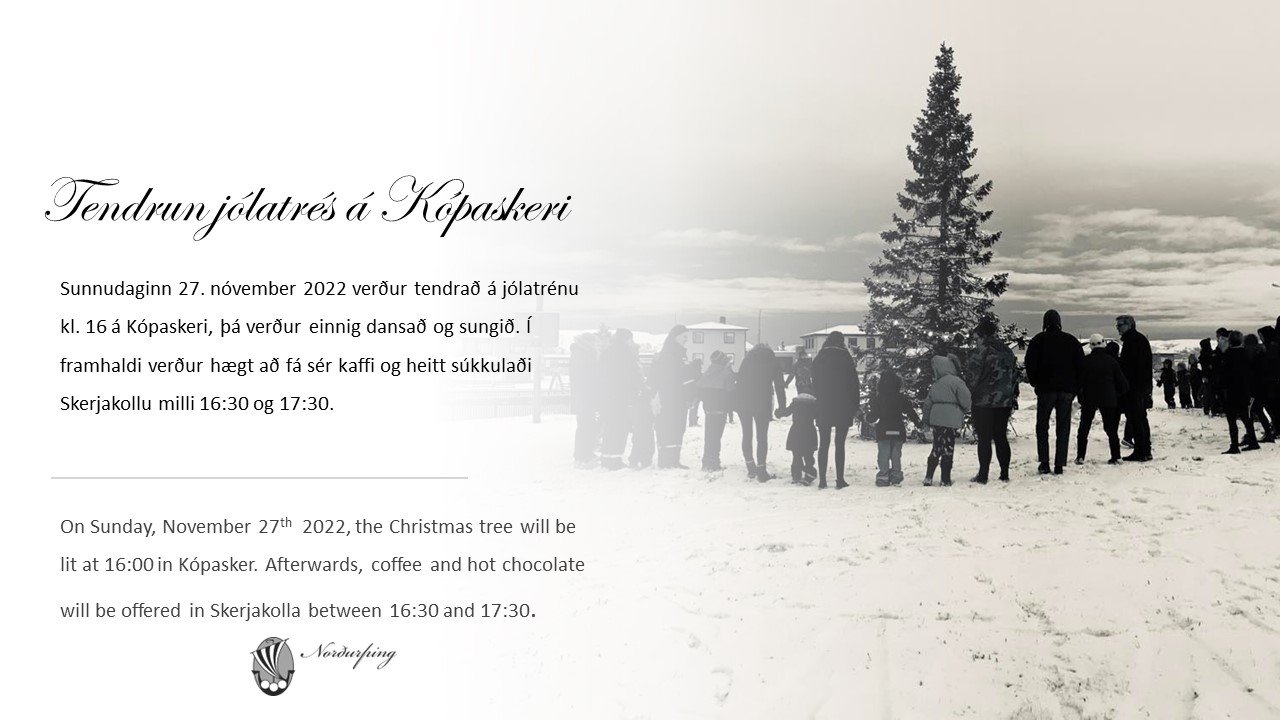 Tendrun jólatrés á Kópaskeri