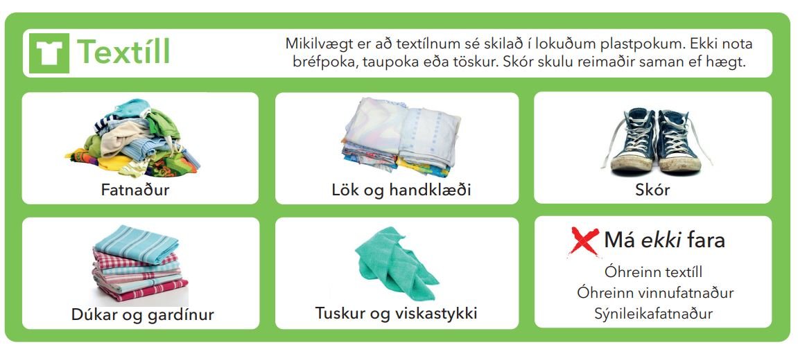 Áminning varðandi notkun textílgáma