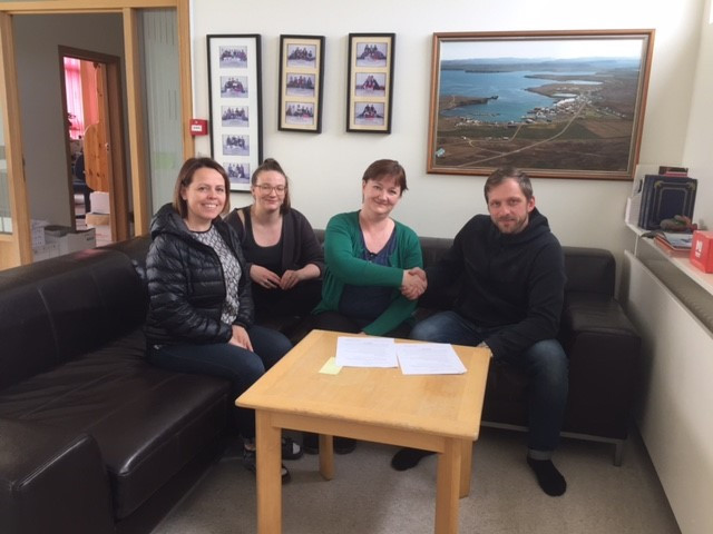 Stjórn Austra: Olga, Karítas, Birna og Kjartan íþrótta- og tómstundafulltrúi