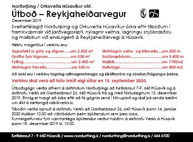 Útboð – Reykjaheiðarvegur