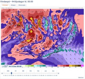 Spákort kvöldsins (vedur.is)